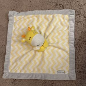 Carters Giraffe Security Plush Baby Lovey Fleece Blanket Chevron Yellow Gray